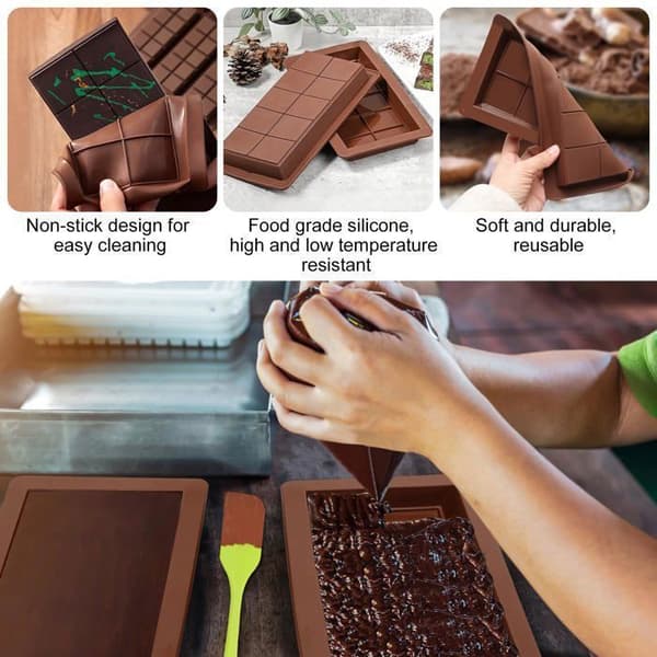 2-delt Dubai chokoladebarform, dyb silikone chokoladeform med skraber, silikone chokoladeforme