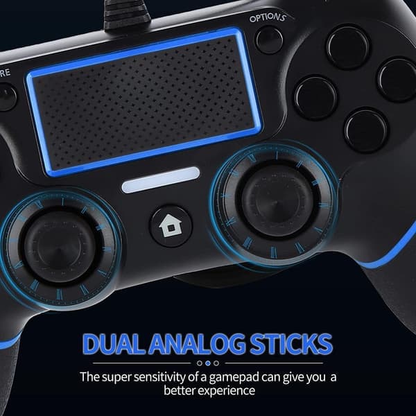 Kablet Game Controller til PS-4/Pro/Slim/PC(Win7/8/10)/Laptop, USB-stik Game Controller med Vibration og Anti-Slip, Ergonomisk