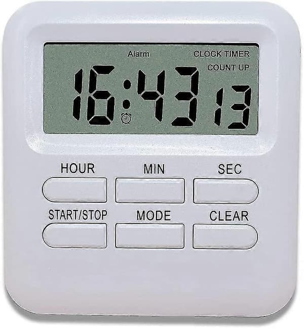 Digital timer med 3-i-1 ur/vækkeursfunktion, magnetisk køkkentimer, nedtællingsstopur