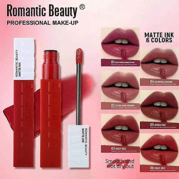 Super Stay Matte Ink Flydende Læbestift | Op til 16 timers holdbarhed | 6 dristige nuancer for intens, ikke-udtørrende farve E E