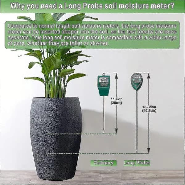 XLUX Jordfugtighedsmåler – Lang probe hygrometer til potteplanter, blomster og have