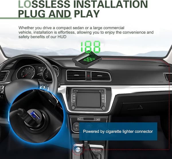 Bil Head Up Display, Universal High Definition Forrude Speedometer Projektor, Bil HUD Digital Speedometer, til de fleste biler, lastbiler, SUV'er