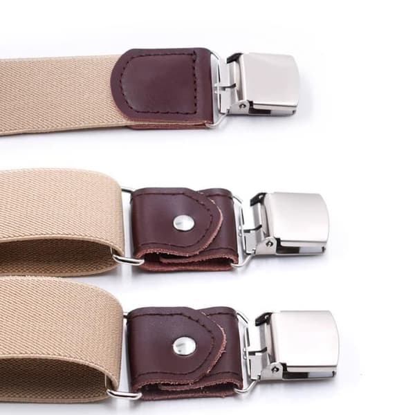 Selar til menn - Med 3 klips - Y-formet elastisk - Beige