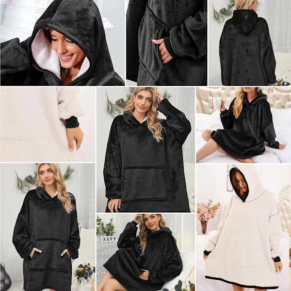 Snuggie Oversized Tæppe Hoodie Mørkeblå