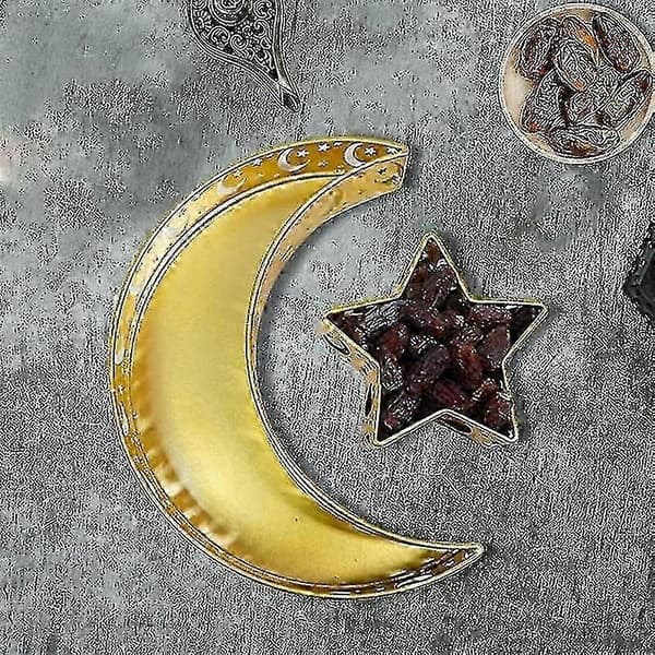 2 st serveringsbricka bestick dessert matförvaringsbehållare Ramadan muslimsk fest | förvaringsbrickor (guld)