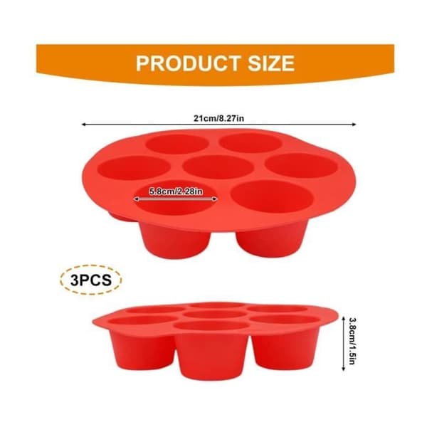 Silikone Muffinform - 3 Stykker - Non-Stick - 7 Huller - Tåler Opvaskemaskine