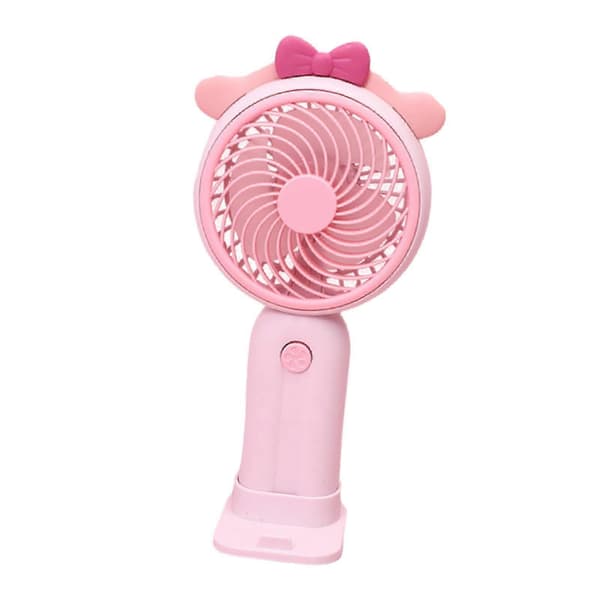 Bærbar Håndholdt Ventilator Mini Bærbar Ventilator Genopladelig Ventilator med Base Køleventilator Pink Bow