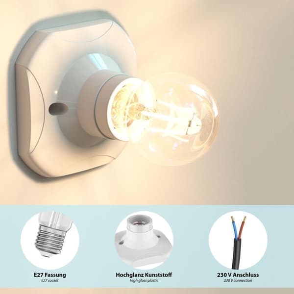 2-delt loftlampe/lampefod, porcelæn, hvid, 1x E27 maks. 60W