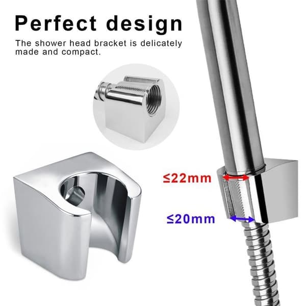 Zink brusehovedholder - 1 stk, 20-22 mm diameter, med skruer - Velegnet til badeværelse, håndbruser