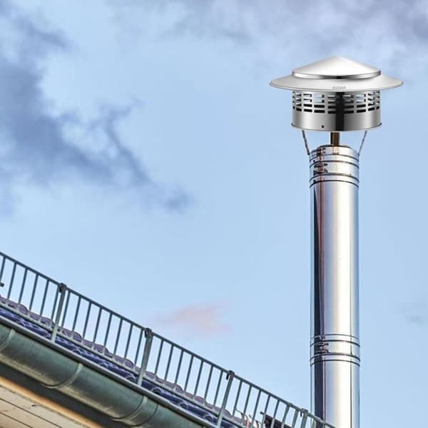 Skorstenshætte, nem installation, til udvendig isoleret ventilationsafdækning, 75 mm indvendig diameter
