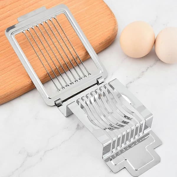 Eggdeler i rustfritt stål, Eggdeler i metall, Multifunksjonell eggkutter, for kutting av posjerte egg, kokte egg, andeegg osv.