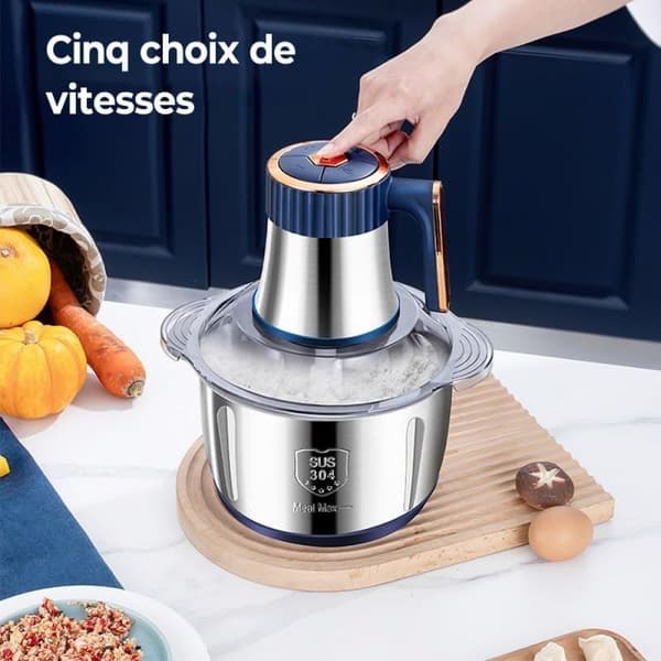 Elektrisk foodprocessor, kødhakker, 500W, 304 rustfrit stål, 5L kapacitet, grøntsagshakker, 5 knapper