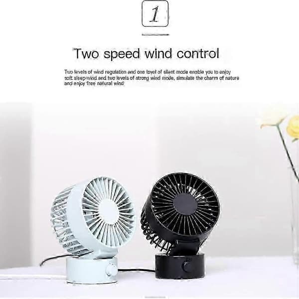 Stille skrivebordsventilator, USB-ventilator, stærk luftstrøm til udendørs hjemmekontor (hvid) 2026