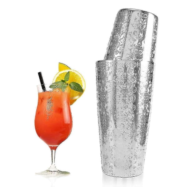 Boston Cocktail Shaker-sett i rustfritt stål med gravert design