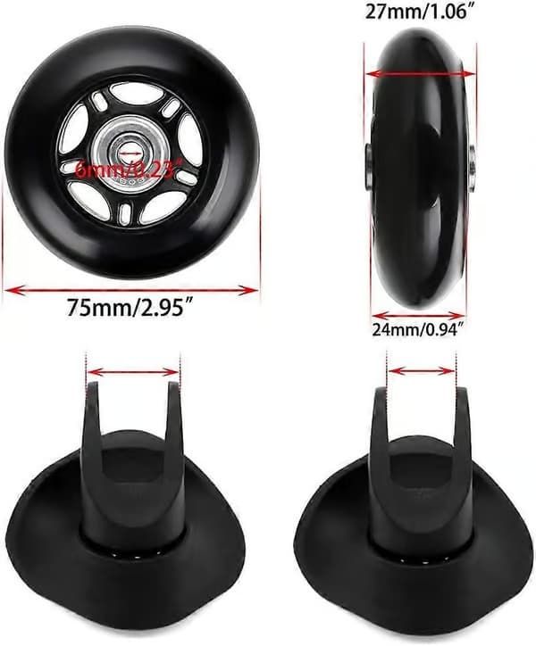 75 x 24 mm utbyteshjul för resväska, set om 2