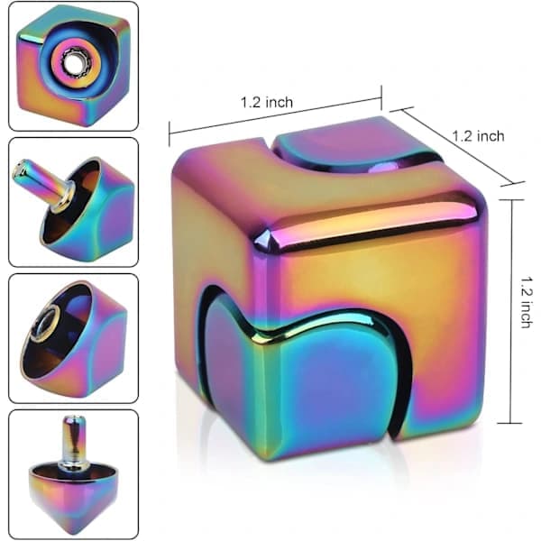 Fidget Cube Spinner – 4-i-1 metal anti-angst fokuslegetøj til skrivebord og EDC – Sort