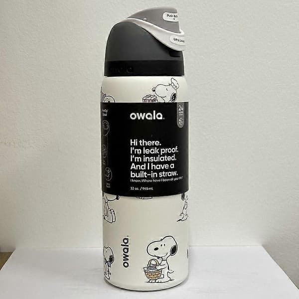 Ny Snoopy Owala 24/32oz Grå Vandflaske Rustfrit Stål G 24oz