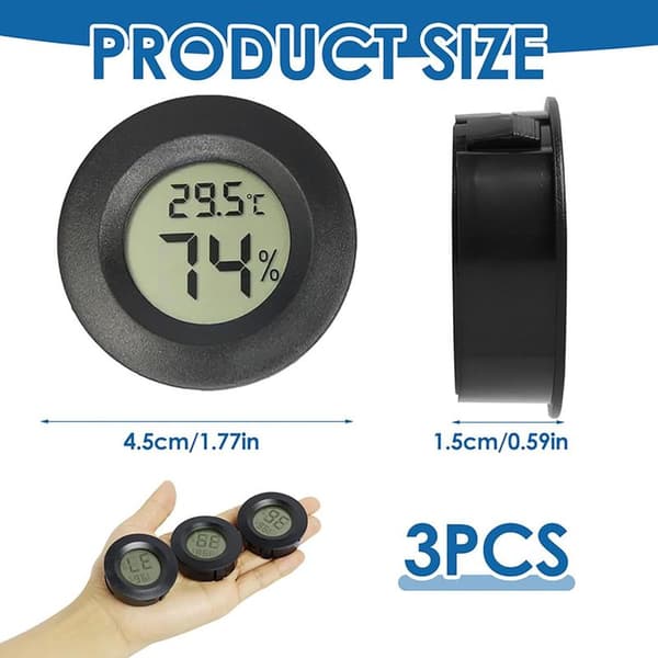 Mini digital LCD-termometer hygrometer, bärbar temperatur- och fuktighetsindikator, 3-delad mini cirkel LCD digital termometer