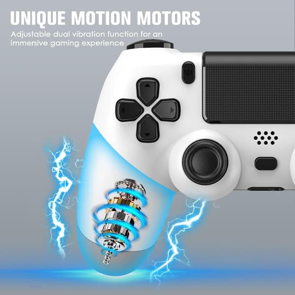 Trådløs PS4-kontroller – 2-pakning for PlayStation 4 med vibrasjon og lyd – Hvit white