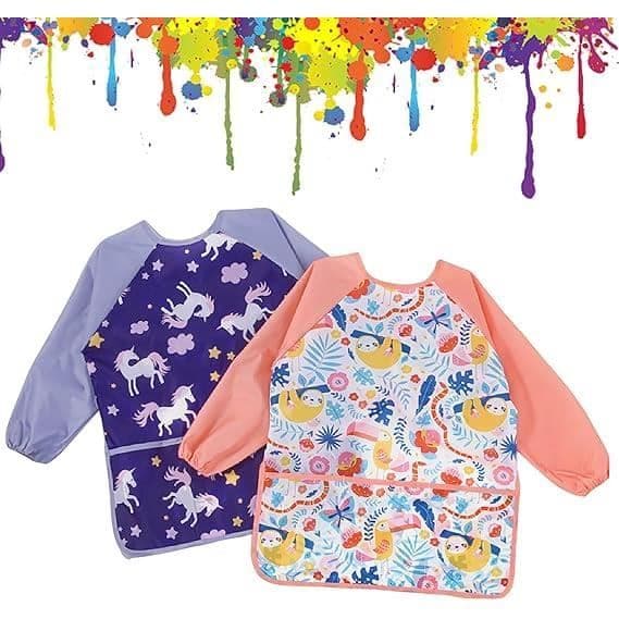Malerforkle for barn - Unisex - Vanntett - Lange ermer - Alder 3 til 8 - Lilla