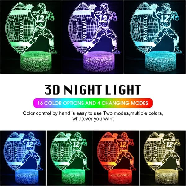 Fodbold 3D Illusion Lampe Natlys Fodbold Gaver til Mænd