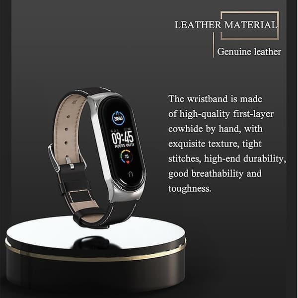 Brun Sølv Brun Sølv kompatibel med Xiaomi Mi Band 6 / 5 / 4 / 3 Læderrem
