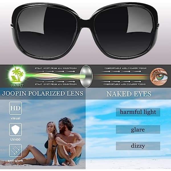 Polariserte solbriller dame trendy oversized store solbriller sensitive øyne UV-beskyttelse solbriller