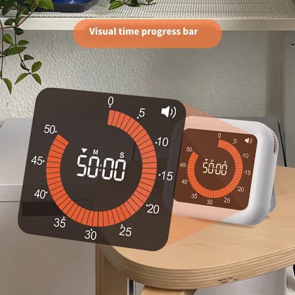 Visuell Timer - Uppladdningsbar Timer med Magnet & Stativ, Justerbar Volym