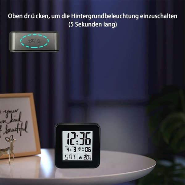 Smart lysende vækkeur til børn og studerende med simpelt LCD digitalt display - Sort (lysende)