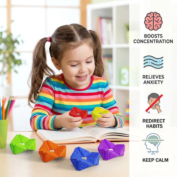 Sensorisk Flip Cube – Tekstureret Fidget Legetøj til Børn og Voksne med Angst, Autisme, ADHD, Stille Skrivebordslegetøj