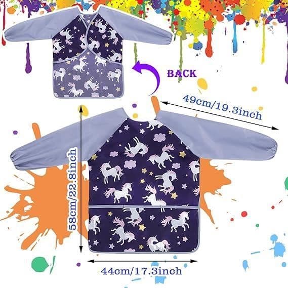 Malerforkle for barn - Unisex - Vanntett - Lange ermer - Alder 3 til 8 - Lilla