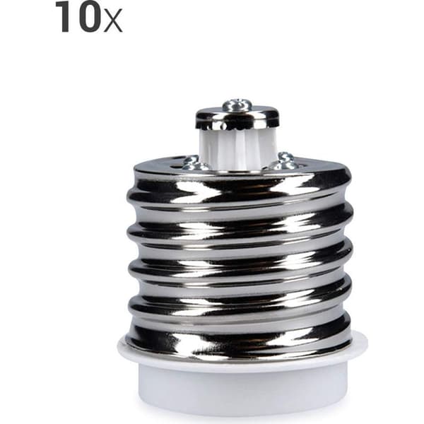 10x Sokkeladapter - 10x E40 til E27 Sokkelomformer - E27 Lampeholderadapter for Halogen LED Pære