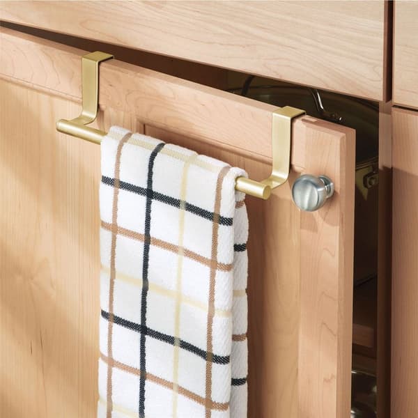 Sett med 2 håndklestenger, 23 cm, i gullfarget rustfritt stål, håndklestativ i rustfritt stål, håndklestativ for dør