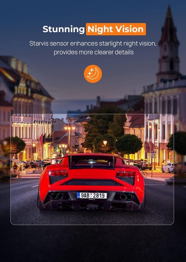 Dashcam, 2.5k 1440P WiFi Dashcams, Dashkamera for biler med APP, Mini Bilkamera, Gratis 32GB SD-kort, Nattsyn, 24H Parkeringsmodus, G-sensor, Loop