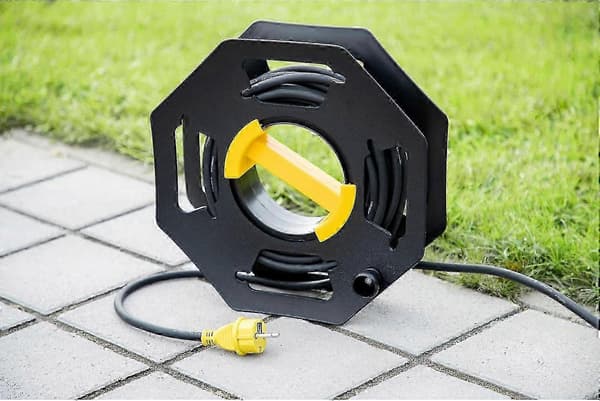 Campingvogn Kabeltromle, Manuel, Tom, til Camping og Husholdning, op til 25 m Kabel, Plast, Sort og Gul