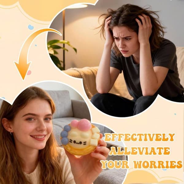 Biter Squishy Katteklemmeleke, Fidget Klemmeleker, Anti-stress Sensoriske Leker, Søte Squishy Leker
