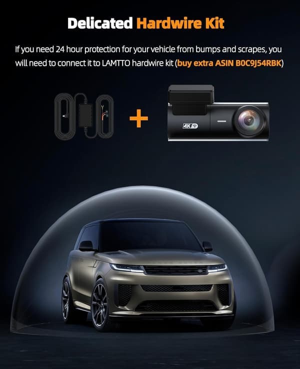 Dash Cam 4K WiFi – 2160P bilkamera med nattsyn, loop-opptak, G-sensor, 24H parkeringsmonitorering