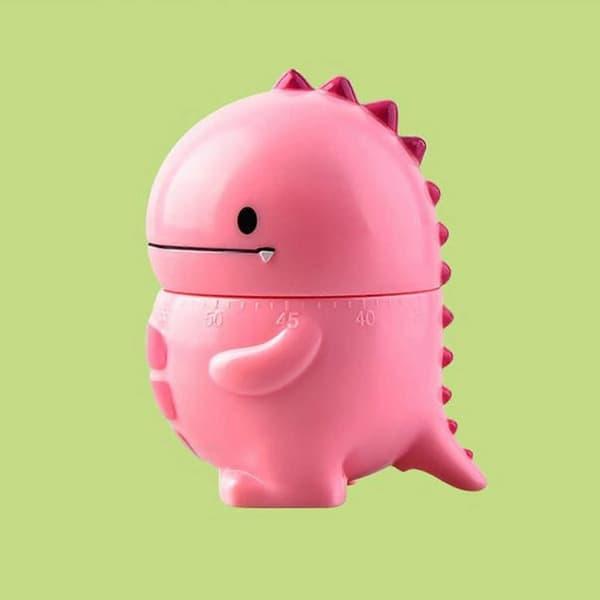 Mekanisk Mode Kökstimer Praktisk Timer Dinosaurie Matlagningstimer Perfekt för Hem Sovsalar och Utomhusaktiviteter Rosa