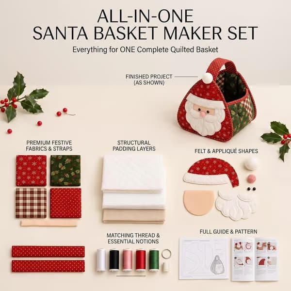 DIY-set för quiltad julkorg i tyg (hjort) deer