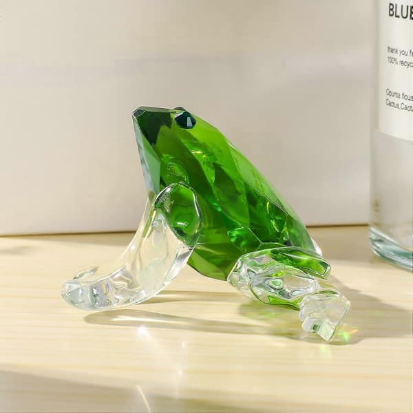 Glas Grön Groda Figur Samlarobjekt Kristall Söt Groda Djur Presenter för Kvinnor Bordsdekoration Prydnad