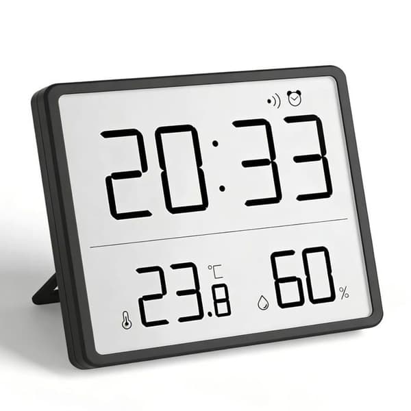 LCD Digital Termometer Hygrometer Elektronisk Väckarklocka Inomhus Batteridriven för Hem Student O
