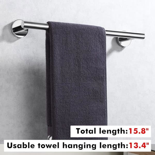 Vægmonteret Håndklædestang 40cm - SUS304 Rustfrit Stål - Holdbar Poleret Finish - Til Badeværelse
