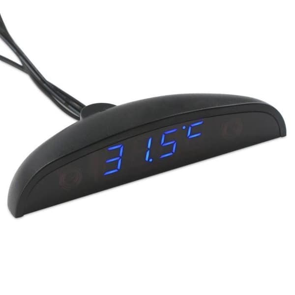 Bilklokke, 2-i-1 biltermometer, LED digitalt display, blå skriftklokke