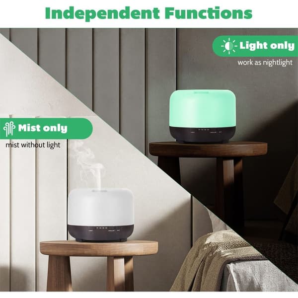 Diffuser til æteriske olier, aromaterapi-diffuser med 7-farvet LED-lys til store rum, ultralyds-luftfugter til hjemmet