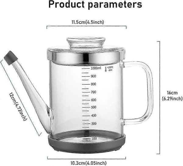 Oliedispensere Separator, Varmebestandigt Glas, med Si i Rustfrit Stål