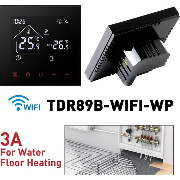 WiFi Smart Termostat til Hjemmet, Smart Termostat til Gulvvarme, Trådløse Programmerbare Rumtermostater, Kompatibel med Alexa og