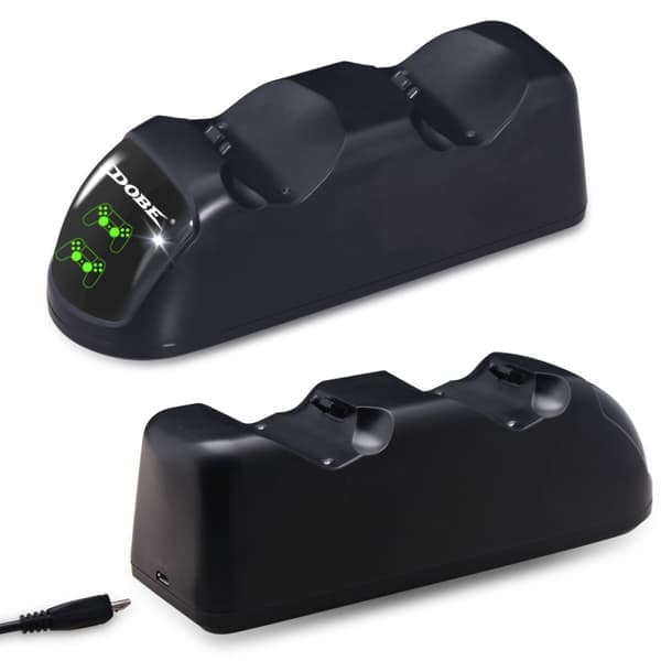 PS4 Lader Slim Pro Håndtak Dobbel Lader Base Lader LED Tu
