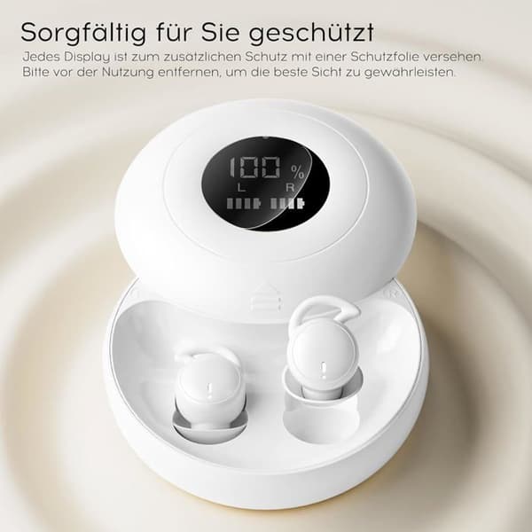 Bluetooth 5.4 Sovehodetelefoner, Mini Støyreduserende Flytende Silikon Øreputer for Sidesovere, Lang Søvn, Au Meoiruery