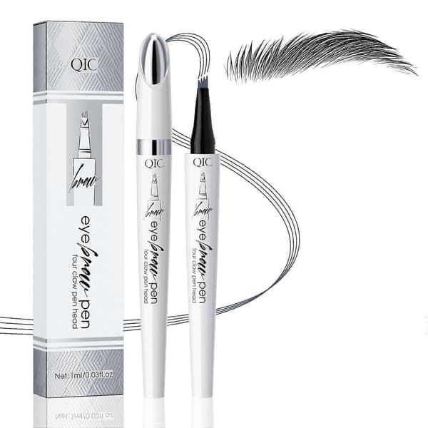 Vattentät Microblading Ögonbrynspenna Grå, Kladdfri 4-spets Långvarig Brynpenna