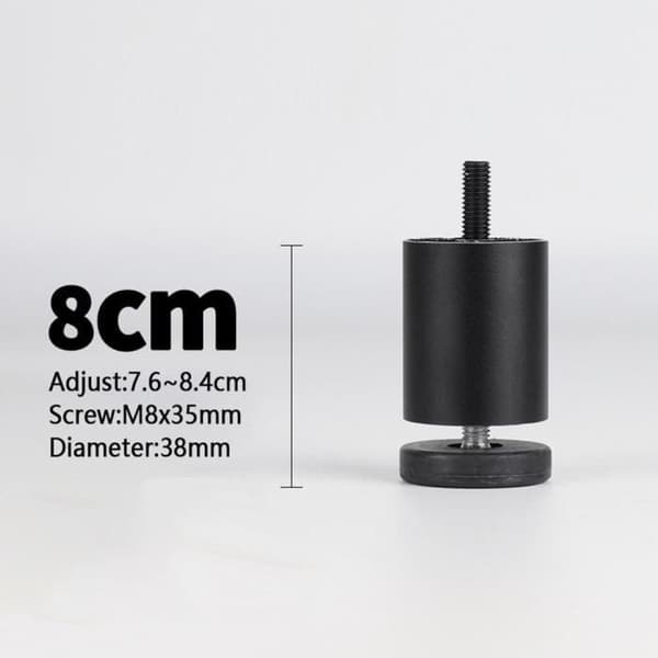 4 Stykker Aluminiumslegering Møbelben Sofa Bord TV-stander Støttefødder Sort 8cm Slidset
